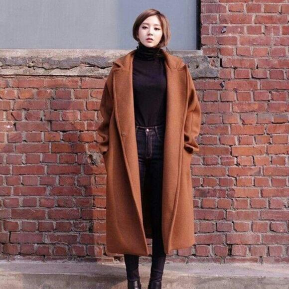 CHUU Coat in Camel Size Small Belted Trench‎ Fleece Winter Coat Made in Korea - Picture 11 of 11